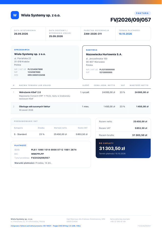 Sample invoice: Polish domestic invoice